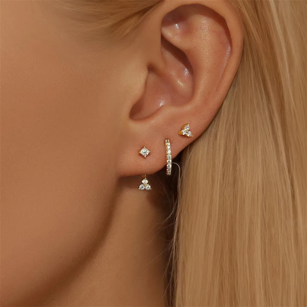 AOEDEJ 3 Pairs Gold Hoops Earrings for Women Small Huggies Earrings Stud Earrings for Women Hypoallergenic Silver