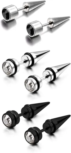 Aroncent 12PCS Stainless Steel Fake Tapers Mens Earrings Illusion Tunnel Cheater Piercing Jewelry Set for Men Women