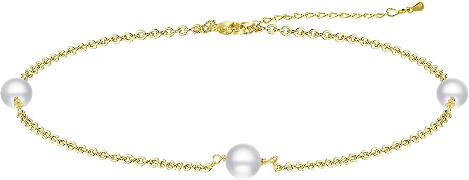 ASCOMY Dainty Pearl Bracelets for Women 14K Gold Plated Handmade Pearl Bracelet Paperclip Chain Pearls Jewelry Gifts for Women