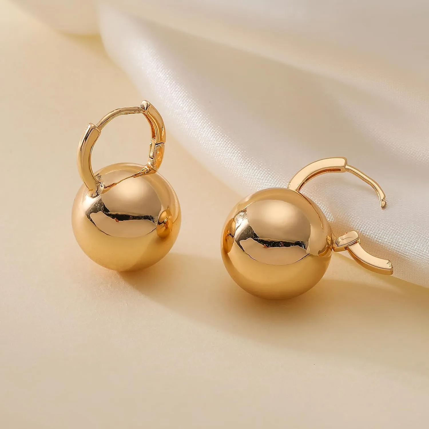 Ascona Gold/Silver Hoop Earrings, Gold Plated Ball Drop Dangle Hypoallergenic Lightweight Earrings for Women