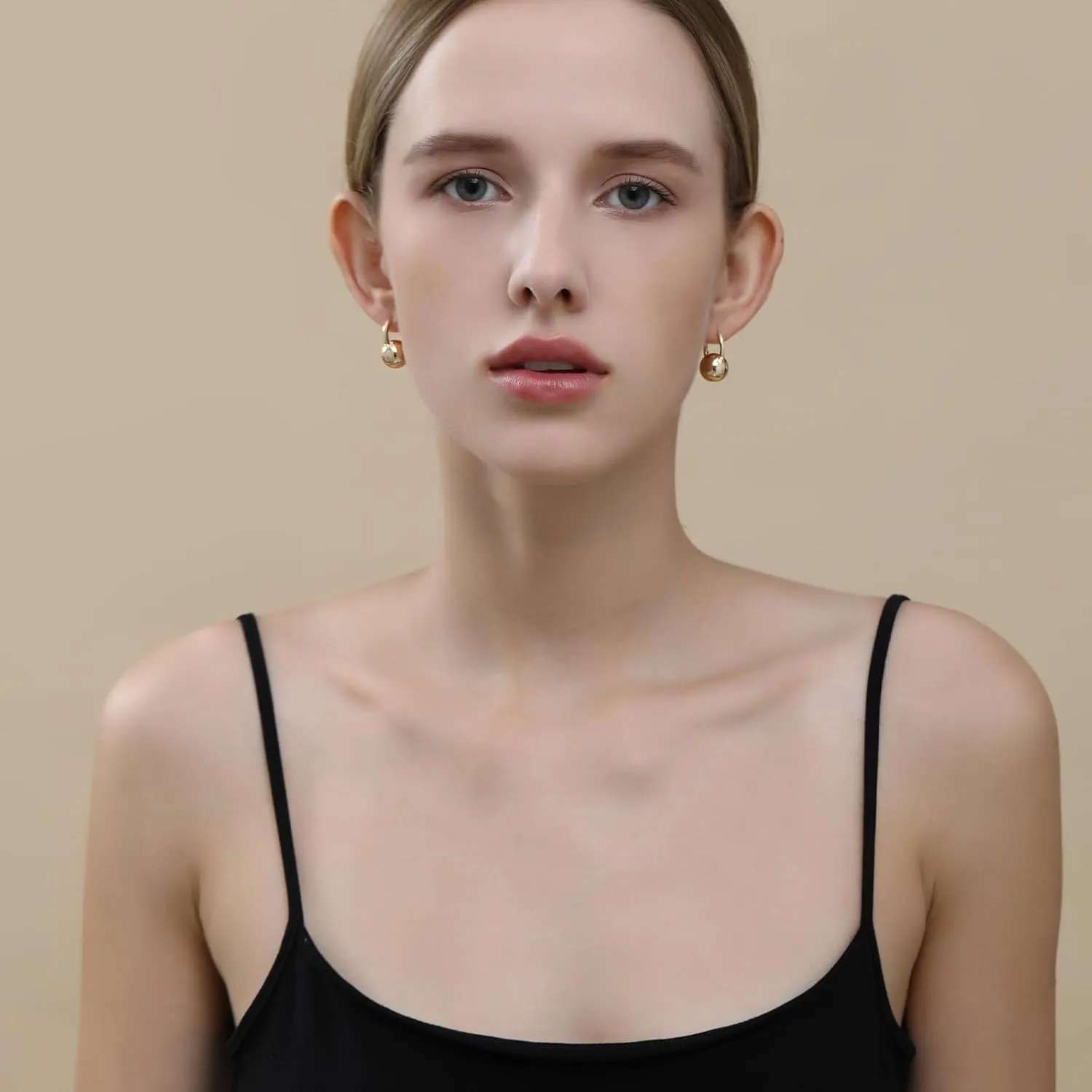 Ascona Gold/Silver Hoop Earrings, Gold Plated Ball Drop Dangle Hypoallergenic Lightweight Earrings for Women