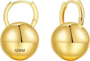Ascona Gold/Silver Hoop Earrings, Gold Plated Ball Drop Dangle Hypoallergenic Lightweight Earrings for Women