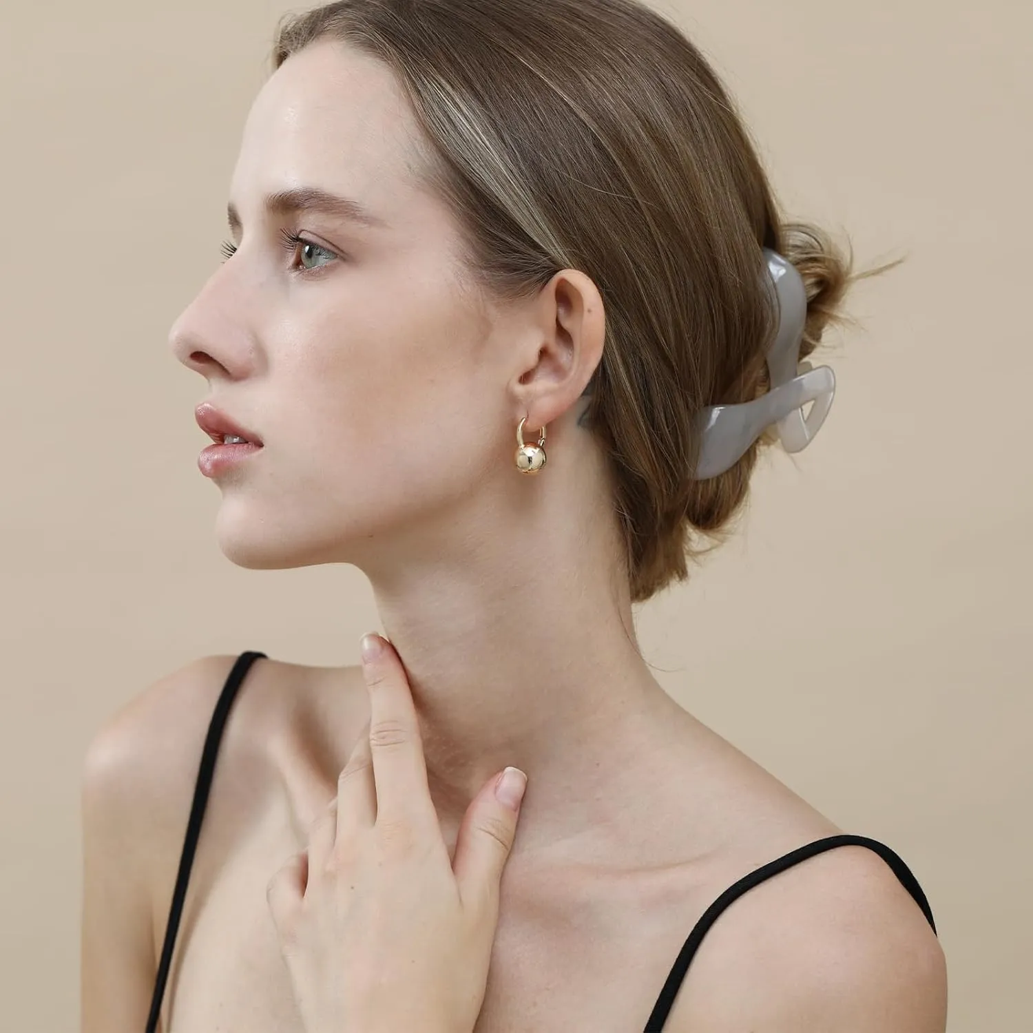Ascona Gold/Silver Hoop Earrings, Gold Plated Ball Drop Dangle Hypoallergenic Lightweight Earrings for Women