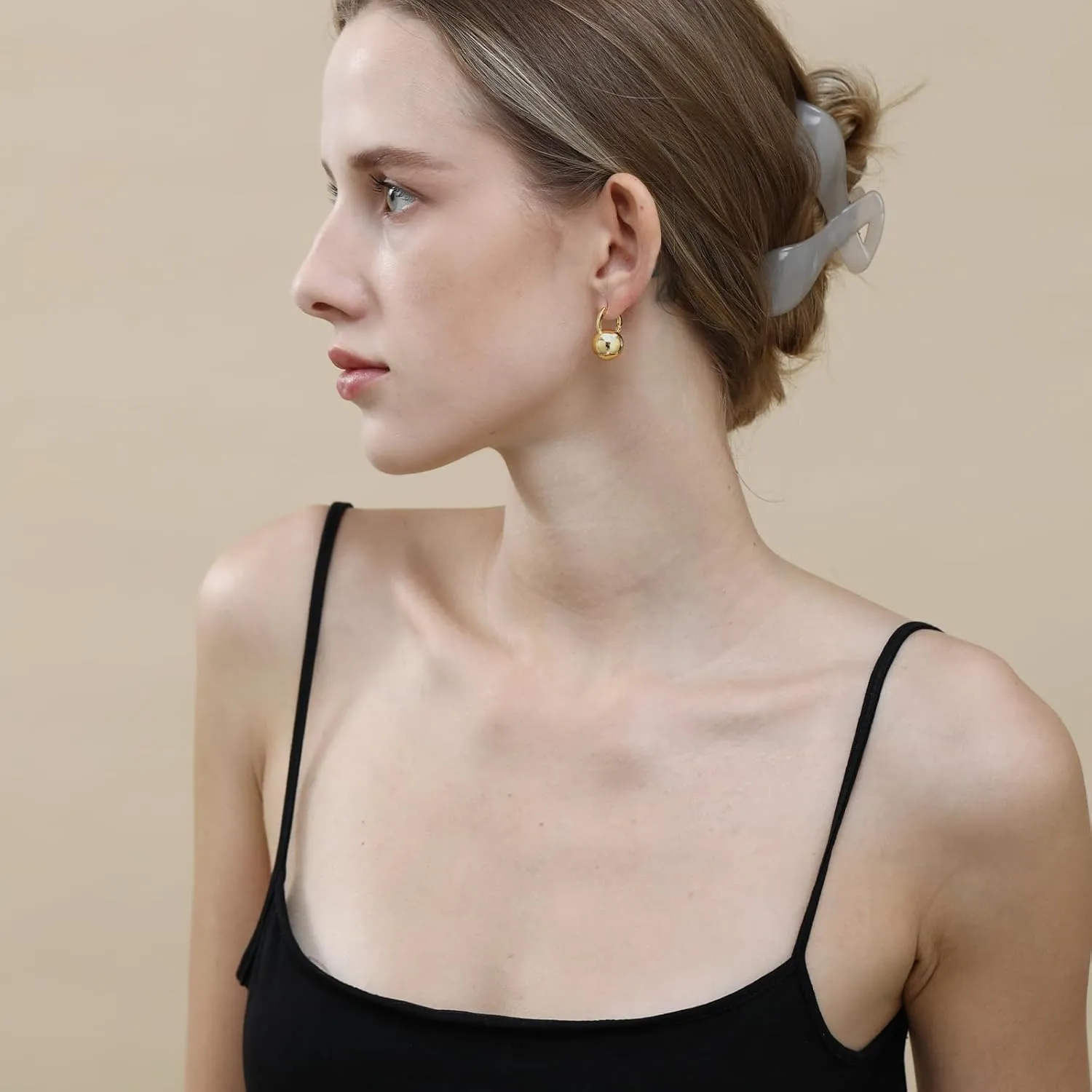 Ascona Gold/Silver Hoop Earrings, Gold Plated Ball Drop Dangle Hypoallergenic Lightweight Earrings for Women