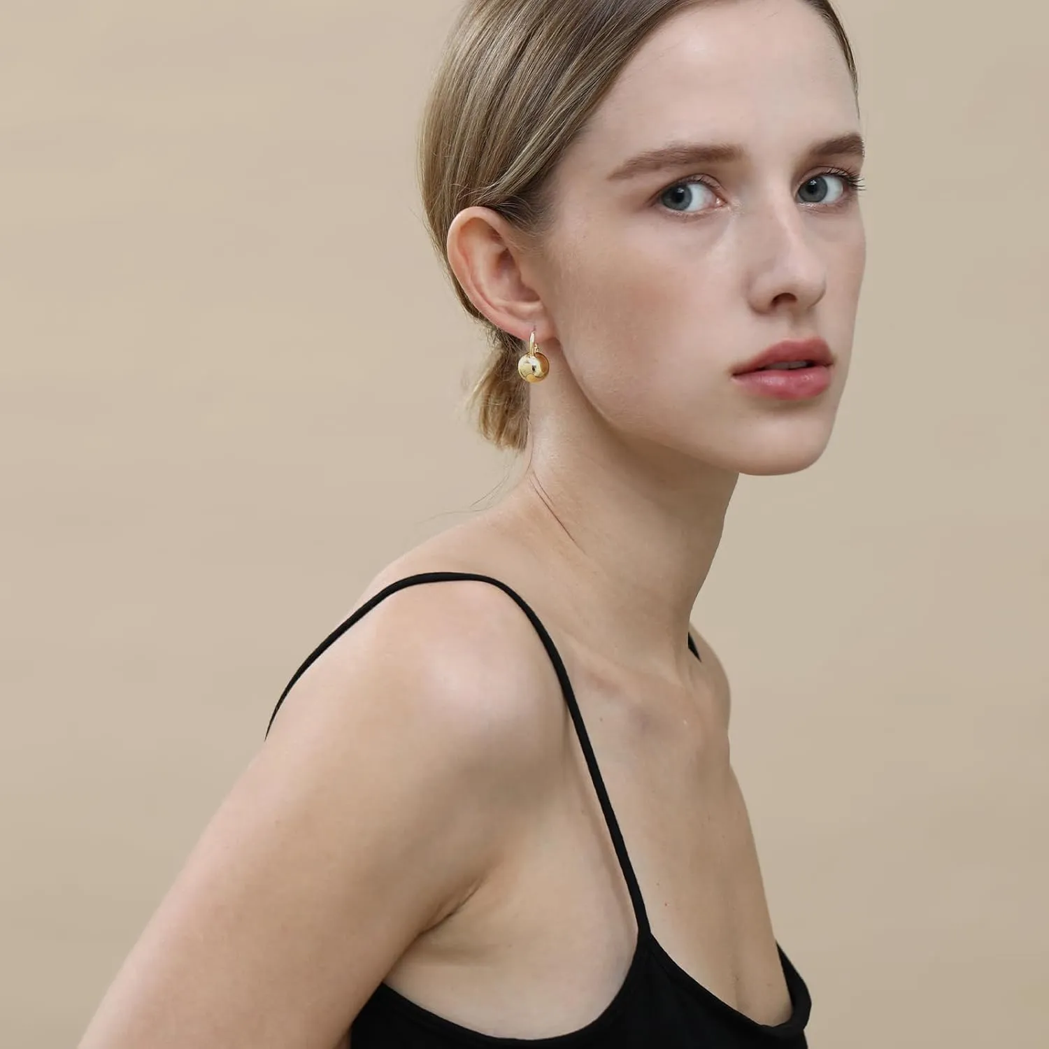 Ascona Gold/Silver Hoop Earrings, Gold Plated Ball Drop Dangle Hypoallergenic Lightweight Earrings for Women