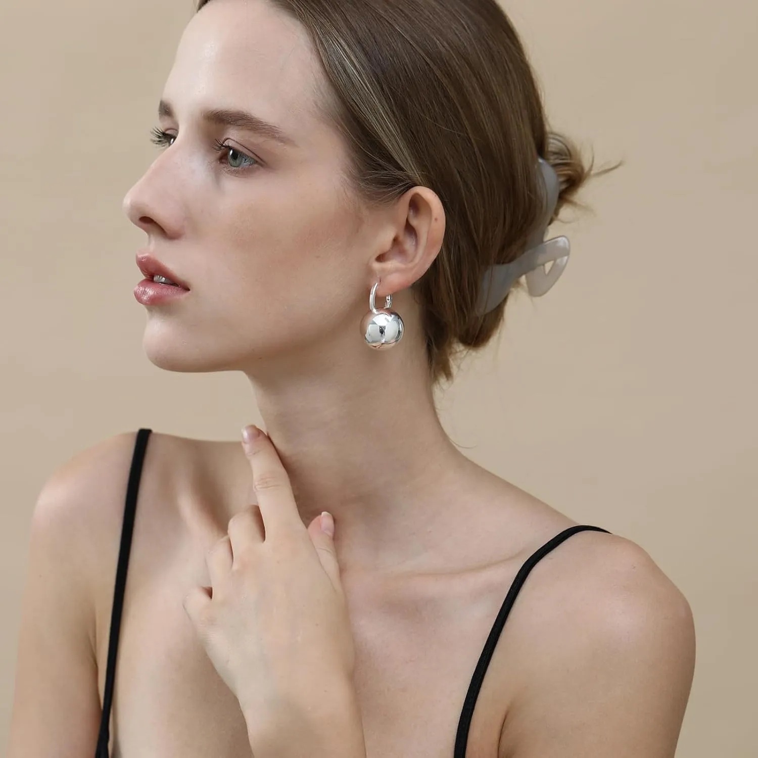 Ascona Gold/Silver Hoop Earrings, Gold Plated Ball Drop Dangle Hypoallergenic Lightweight Earrings for Women