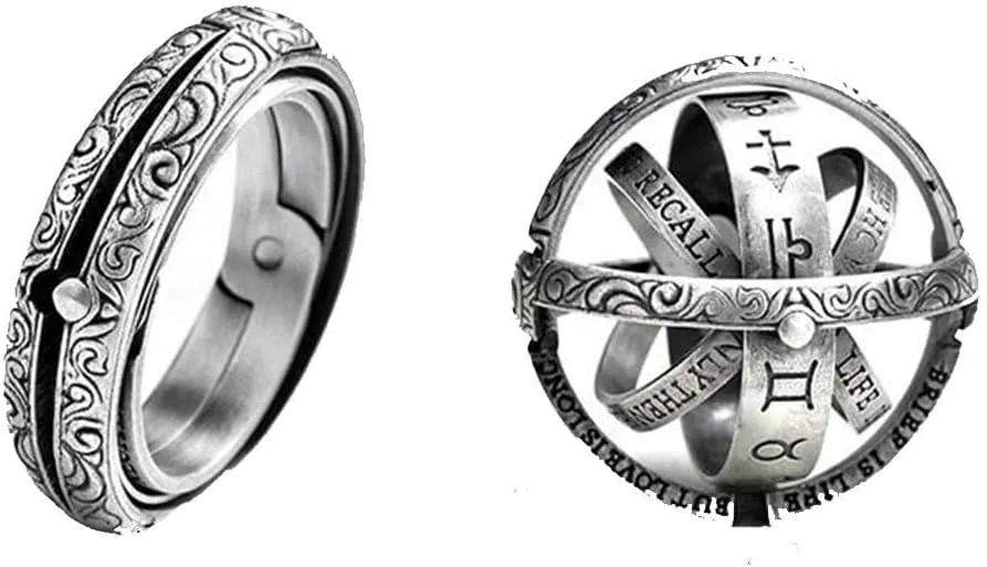 Astronomical Sphere Ball Deformation Ring Cosmic Finger Ring Lover Gifts, Alloy Rings