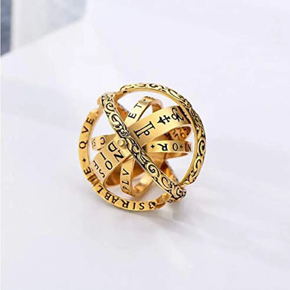 Astronomical Sphere Ball Deformation Ring Cosmic Finger Ring Lover Gifts, Alloy Rings