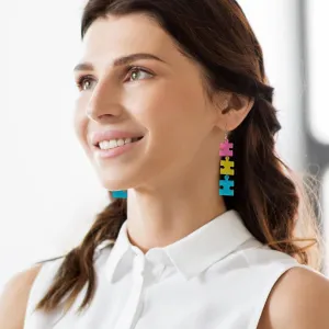 Autism Earrings for Teachers Educators,Autism Awareness Puzzle Piece Earrings for Women Colourful Acrylic Autism Dangle Earring Autism Jewelry