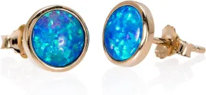 AVNIS Opal Earrings - 8mm Stud Earrings for Women - Minimalist Opal Studs Fashion Earrings