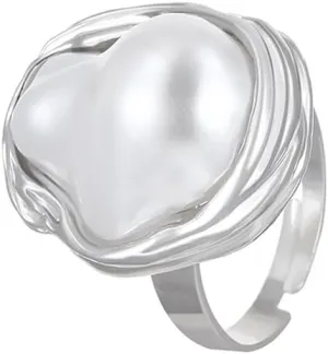 Baroque Pearl Ring for Women Adjustable Irregular Pearl Rings for Women Birthday Holiday Jewelry