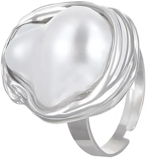 Baroque Pearl Ring for Women Adjustable Irregular Pearl Rings for Women Birthday Holiday Jewelry