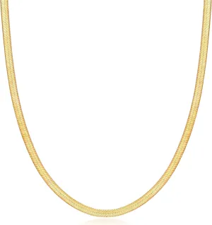 Barzel 18K Gold Plated Herringbone Chain Necklace 4MM Wide