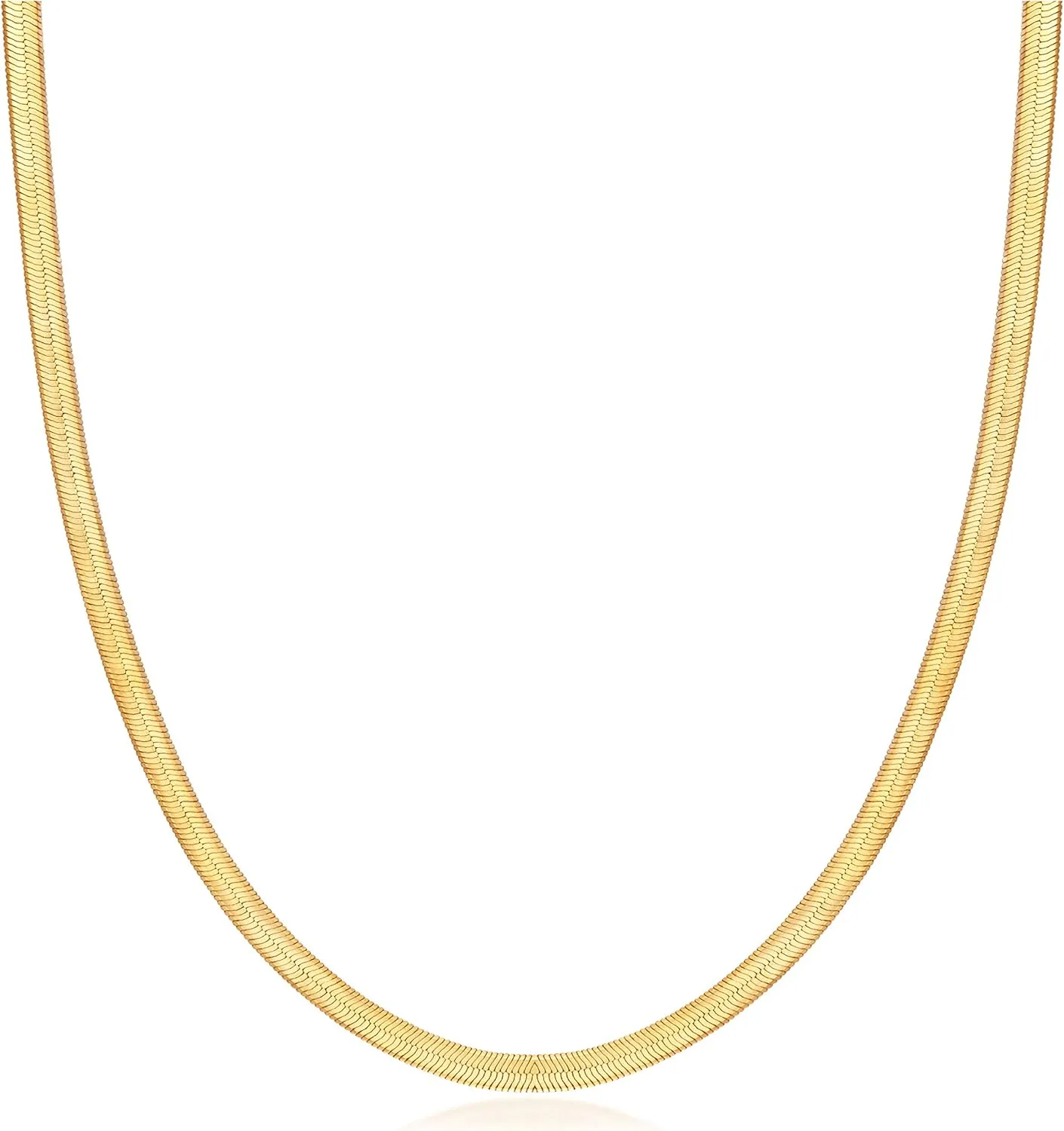 Barzel 18K Gold Plated Herringbone Chain Necklace 4MM Wide