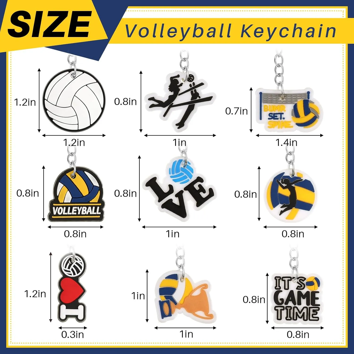 Batiyeer 36 Pcs Volleyball Keychains Bulk Sports Ball Key Chains Funny Gifts for Birthday Party Favors