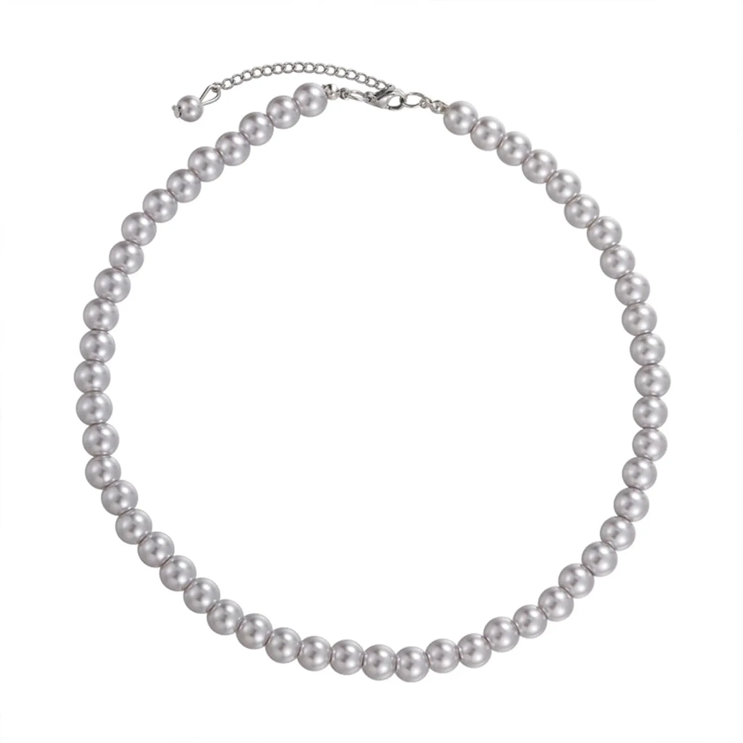 Beaded Necklaces for Men Grey Black Pearl Necklace Layered Beaded Choker for Women Strand Charm Stackable Necklace Trendy Jewelry Birthday Gifts for Her