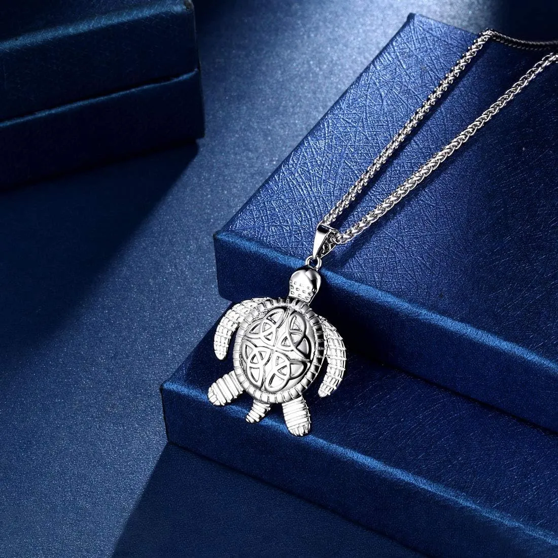 beautlace Turtle Necklaces/Rings Celtic Knot Pendant Silver/18K Gold/Black Gun Plated Animals Necklace Jewelry Gifts for Men and Women