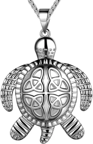 beautlace Turtle Necklaces/Rings Celtic Knot Pendant Silver/18K Gold/Black Gun Plated Animals Necklace Jewelry Gifts for Men and Women