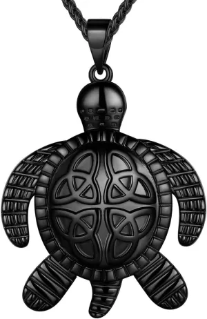 beautlace Turtle Necklaces/Rings Celtic Knot Pendant Silver/18K Gold/Black Gun Plated Animals Necklace Jewelry Gifts for Men and Women