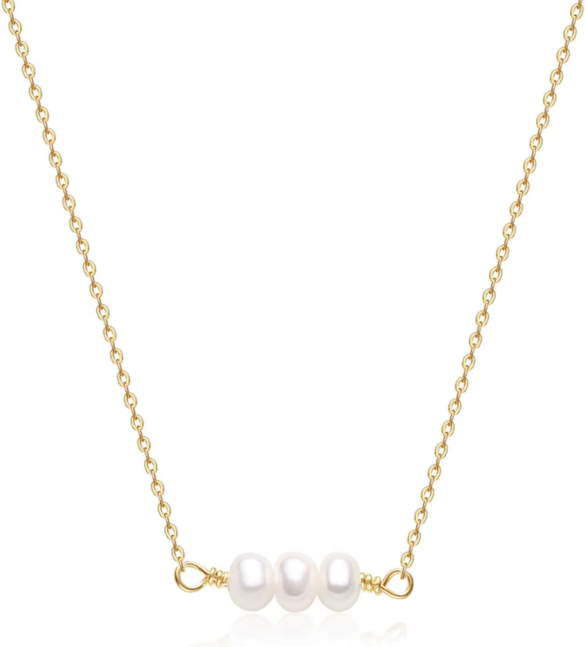 Befettly Mini Pearls Choker Necklace Bar Star Shell Turquoise Necklace Pendant Delicate Handmade 14k Gold Fill Choker