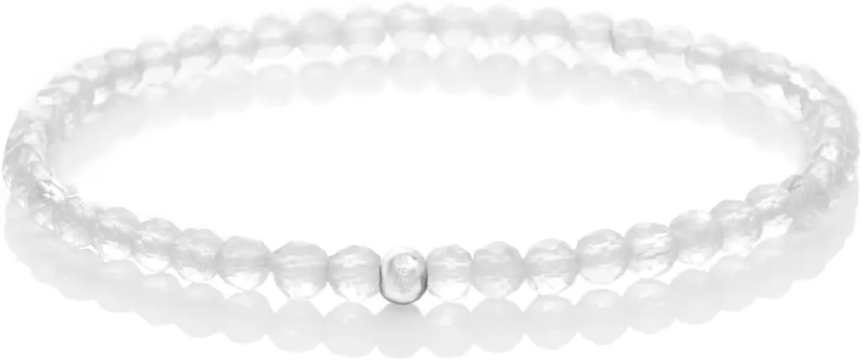 BERGERLIN Real natural stone bracelet with 925 Sterling silver pearl - Delicate faceted pearls - Genuine Bracelets with Certified Quality