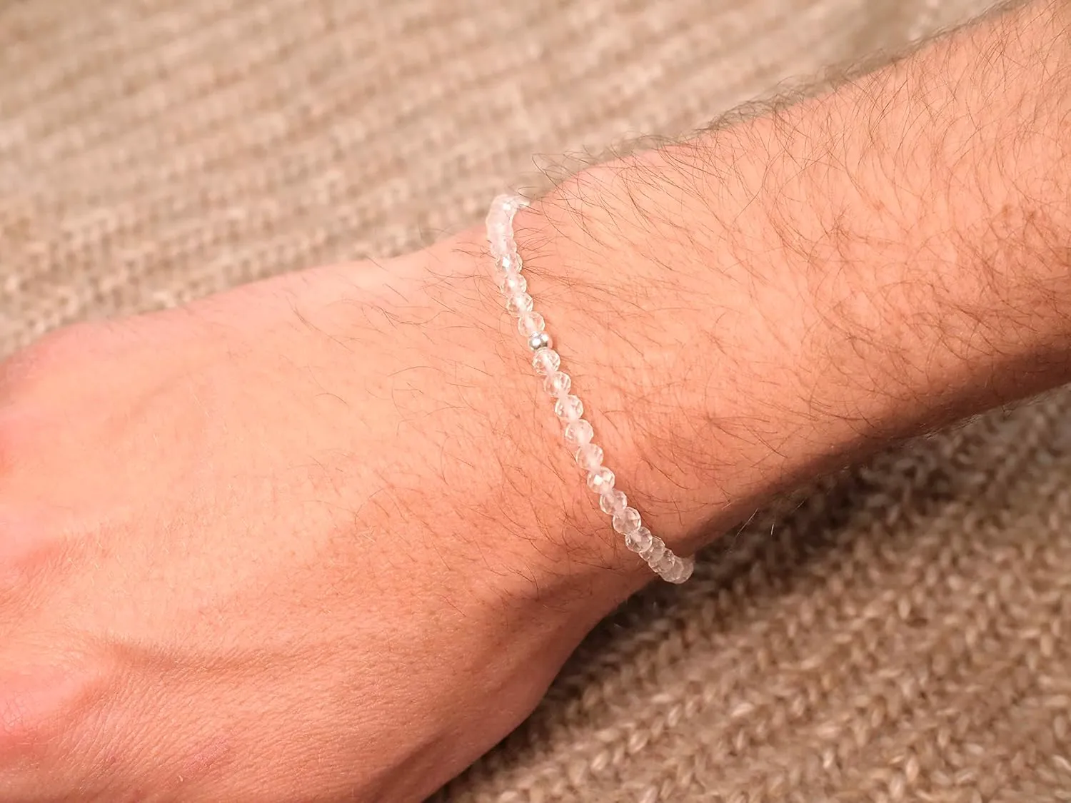 BERGERLIN Real natural stone bracelet with 925 Sterling silver pearl - Delicate faceted pearls - Genuine Bracelets with Certified Quality