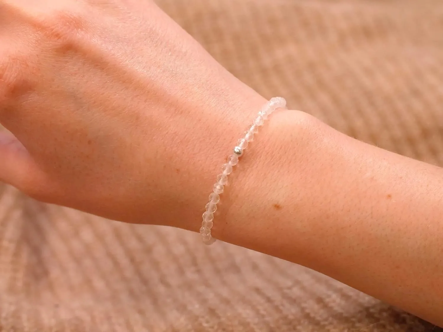 BERGERLIN Real natural stone bracelet with 925 Sterling silver pearl - Delicate faceted pearls - Genuine Bracelets with Certified Quality