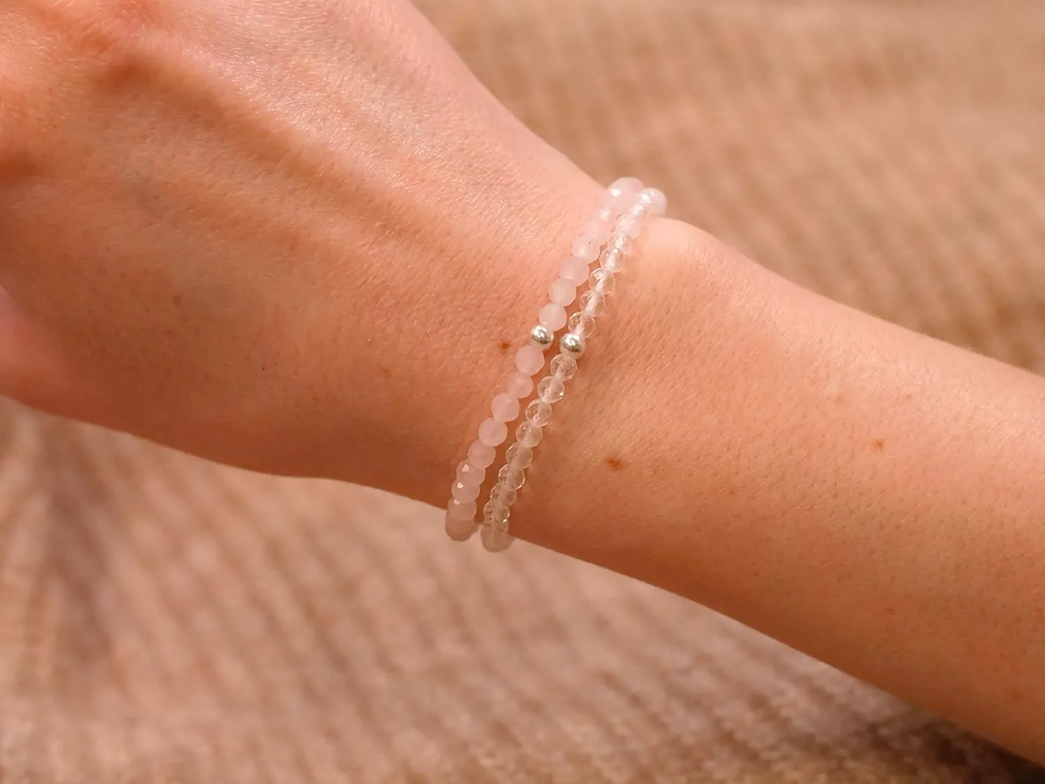 BERGERLIN Real natural stone bracelet with 925 Sterling silver pearl - Delicate faceted pearls - Genuine Bracelets with Certified Quality