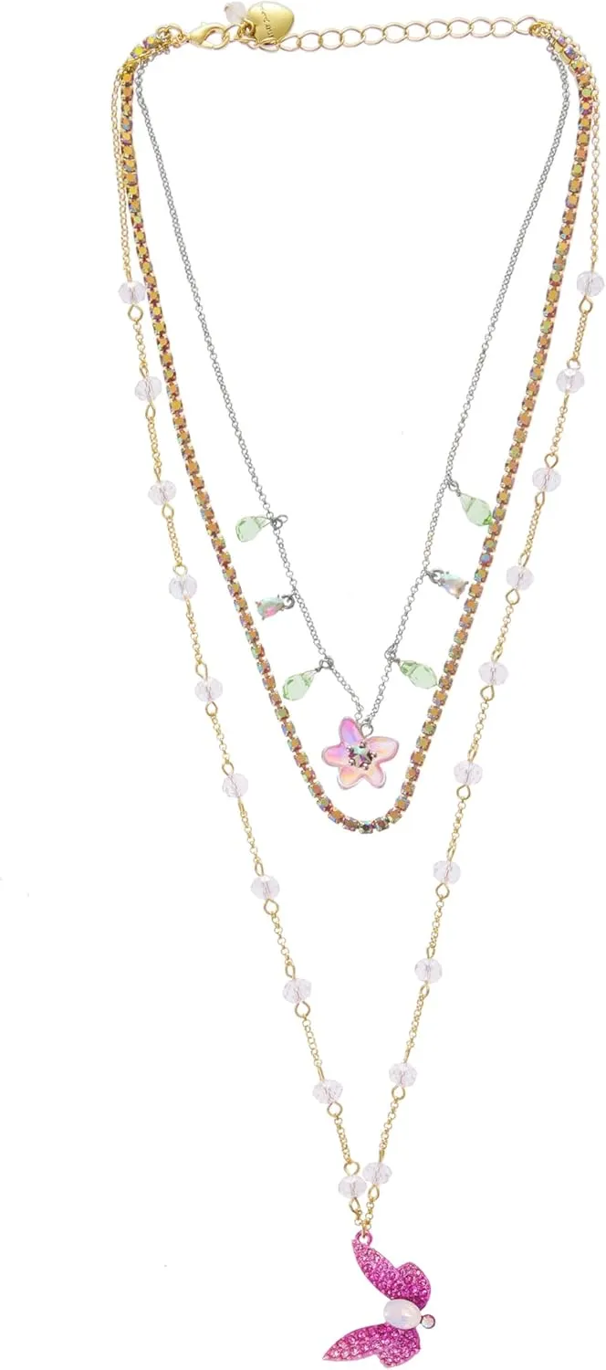 Betsey Johnson Women's Garden Glam Dragonfly Layered Necklace