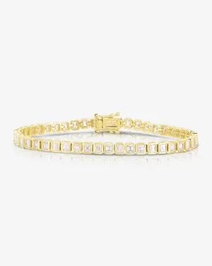 Bezel-Set Emerald Diamond Tennis Bracelet