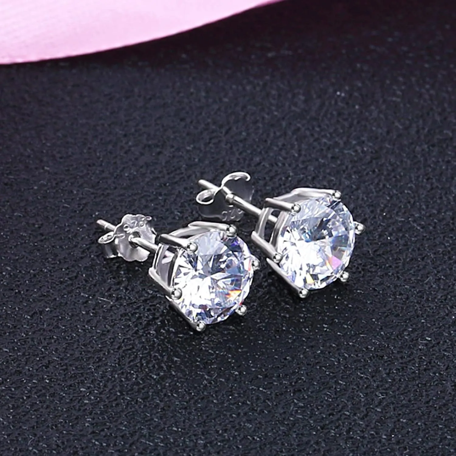 BG&WLing Sterling Silver Cubic Zirconia Stud Earrings for WomenHypoallergenic Simple Earring Studs Classic Fashion Jewelry