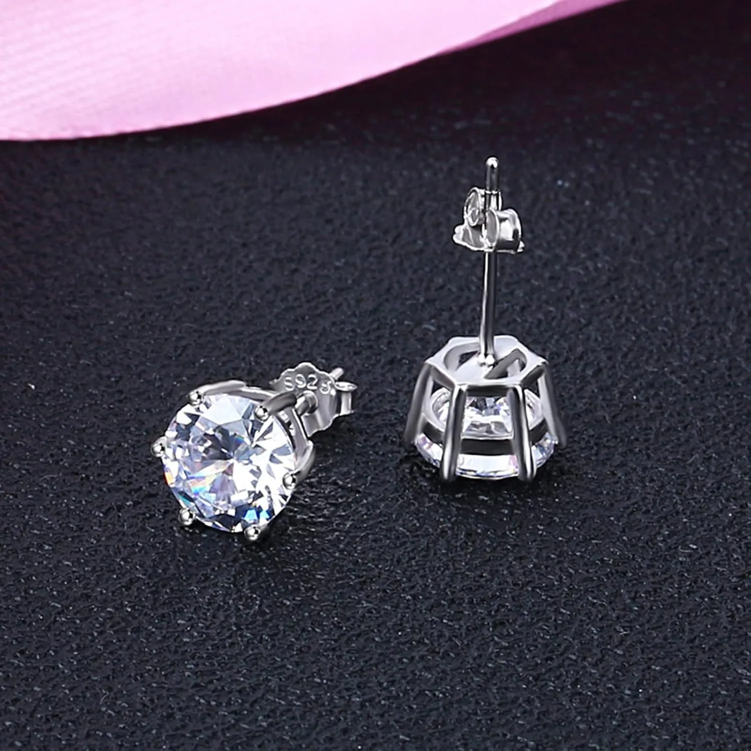 BG&WLing Sterling Silver Cubic Zirconia Stud Earrings for WomenHypoallergenic Simple Earring Studs Classic Fashion Jewelry
