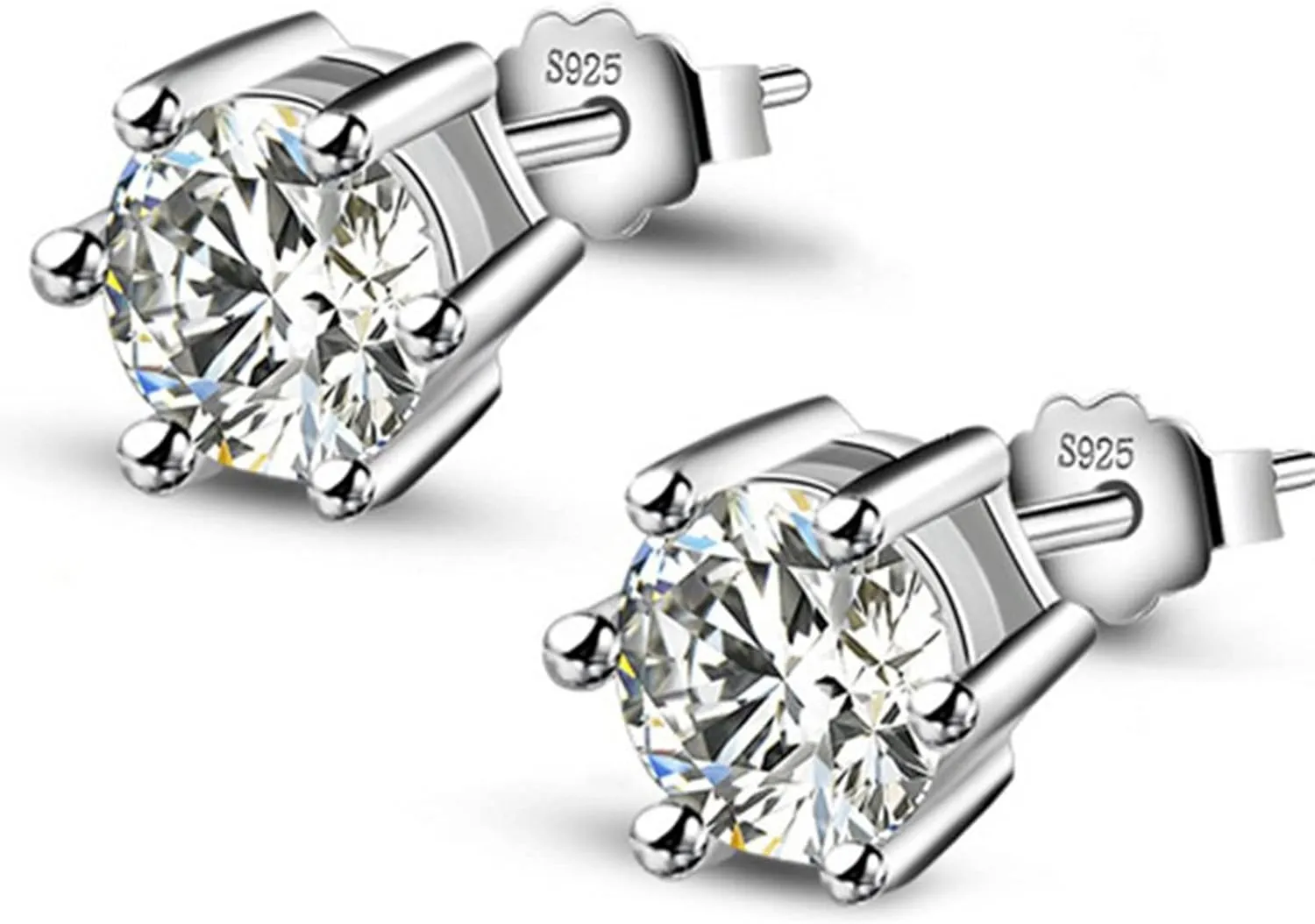 BG&WLing Sterling Silver Cubic Zirconia Stud Earrings for WomenHypoallergenic Simple Earring Studs Classic Fashion Jewelry