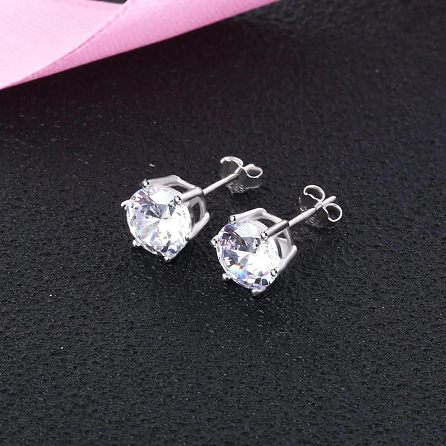 BG&WLing Sterling Silver Cubic Zirconia Stud Earrings for WomenHypoallergenic Simple Earring Studs Classic Fashion Jewelry