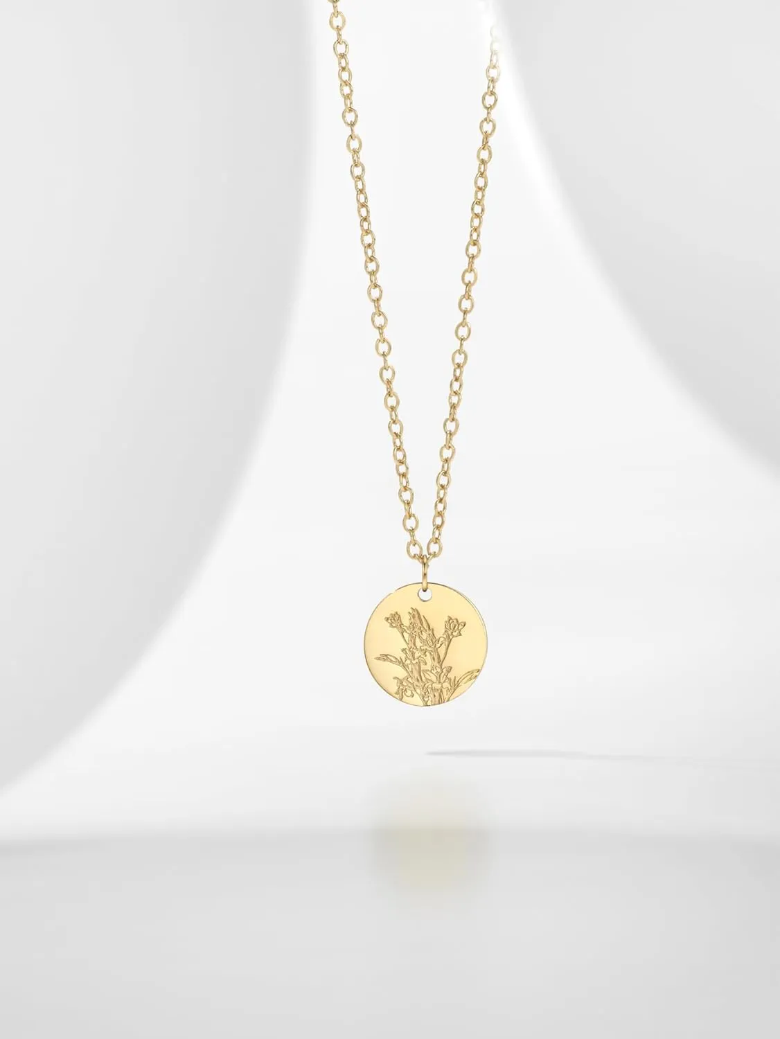 Birth Flower Necklace, Gold Layered Necklaces for Women, Birth Month Flower Coin Pendant Necklace Set, Satellite Chain, Birthday Gifts