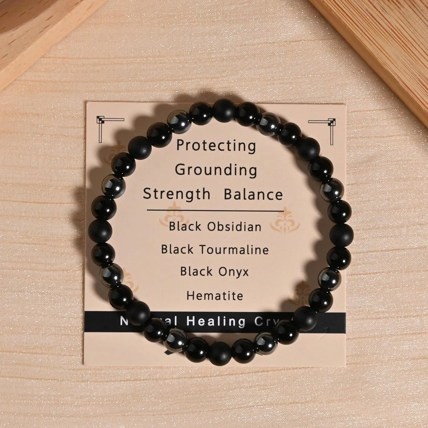 Black Onyx Tourmaline Bracelet Triple Protection Healing Crystal Bracelet Obsidian Hematite Bracelet For Men And Women