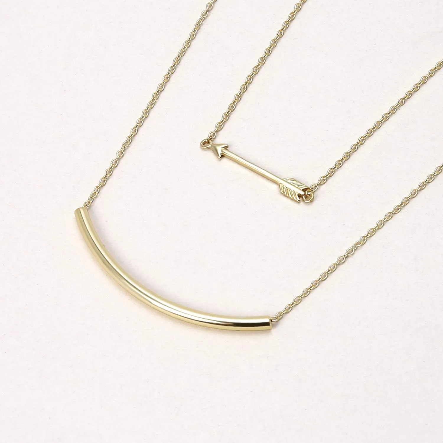 Bling Jewelry Minimalist Delicate Thin Sideways Horizontal Round Tube Curved Bar Slide Pendant Necklace For Women Teen .925 Sterling Silver