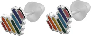 bobauna Delicate Colorful Rainbow Heart Stud Earrings LGBT Pride Jewelry Gift For Gay & Lesbian Pride