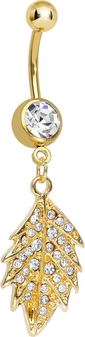 Body Candy Clear Delicate Drifting Leaf Dangle Belly Ring