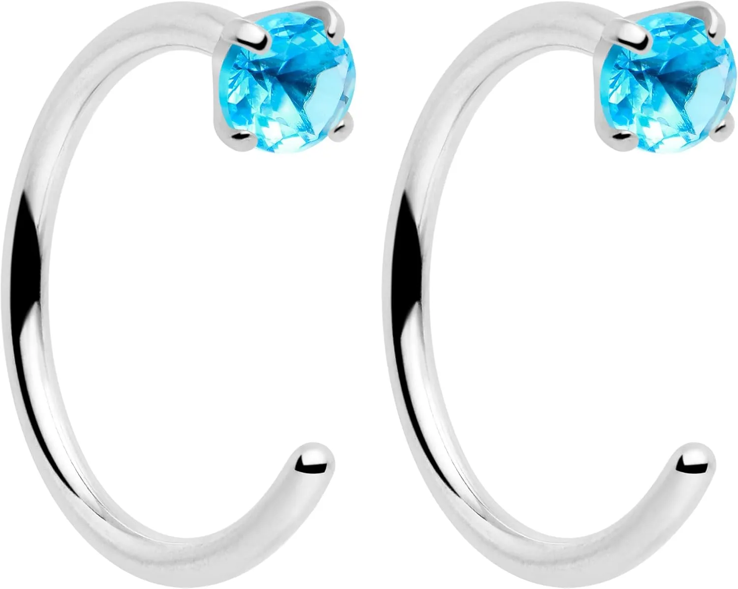 Body Candy Half Hoop Implant Grade Titanium Dazzling Round Open Hoop Earrings for Women Huggie Hoops