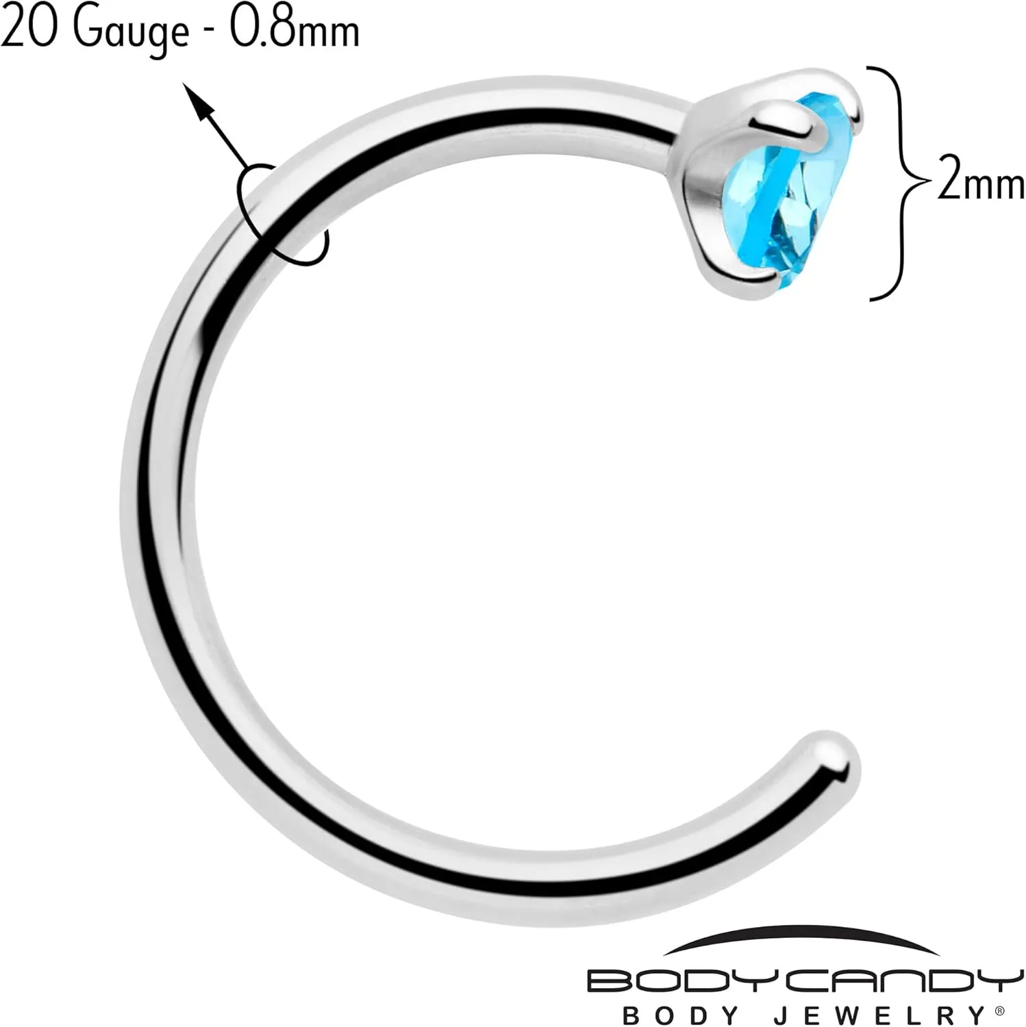 Body Candy Half Hoop Implant Grade Titanium Dazzling Round Open Hoop Earrings for Women Huggie Hoops