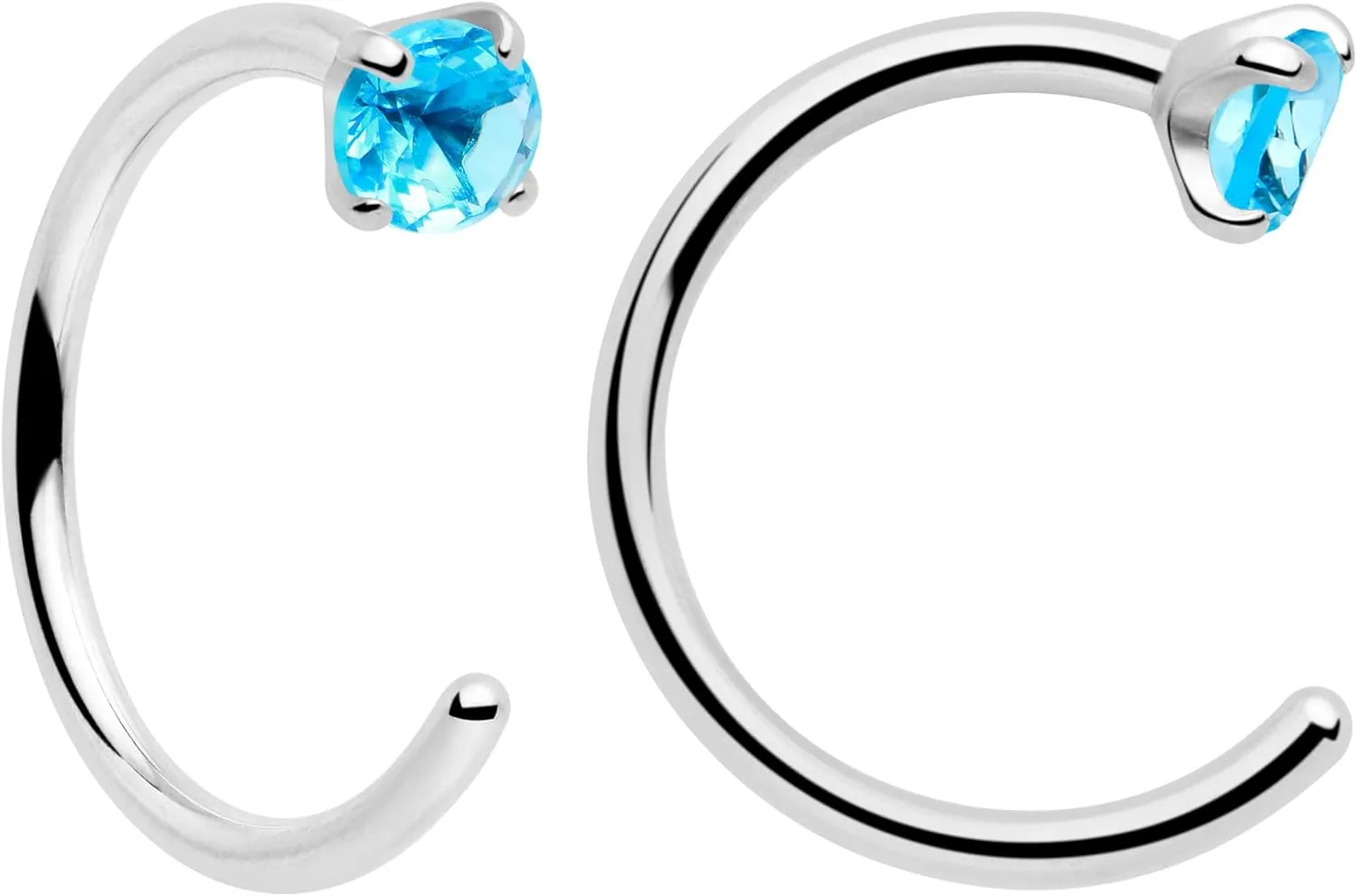 Body Candy Half Hoop Implant Grade Titanium Dazzling Round Open Hoop Earrings for Women Huggie Hoops