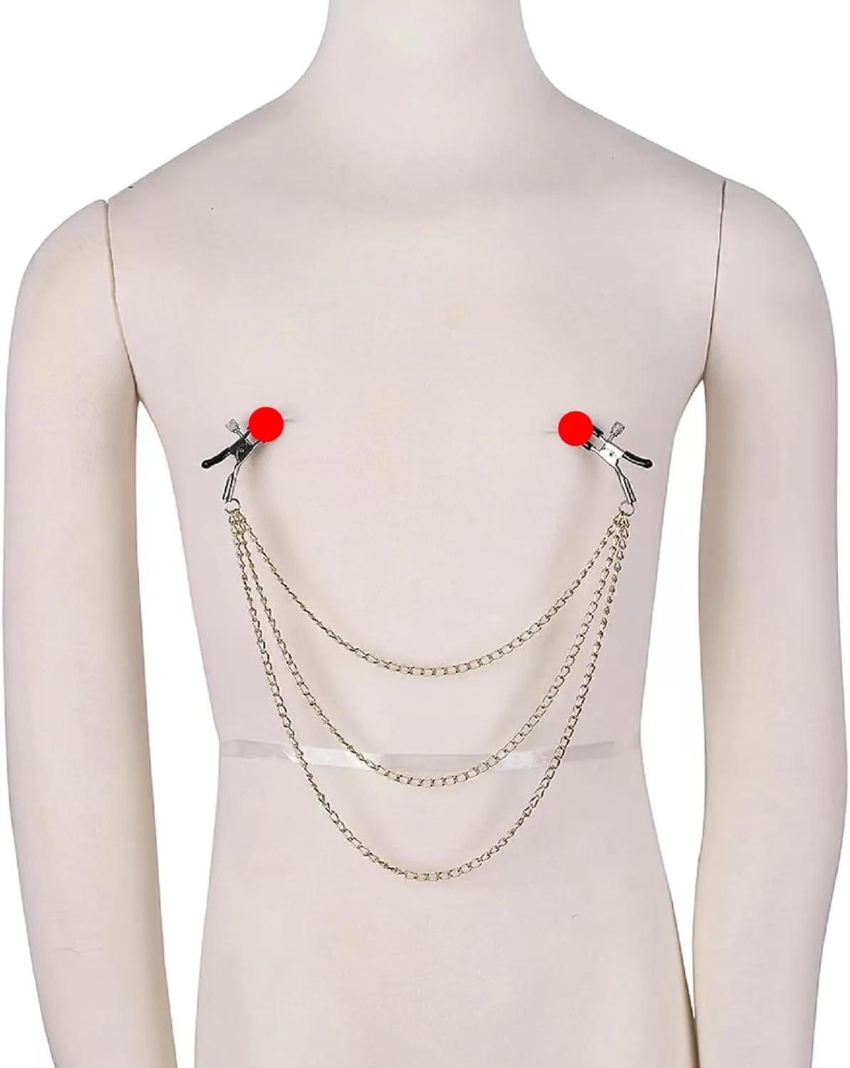 Body Clamps with Chain Necklace Adjustable Pressure Body Chains Necklace Stainless Steel Body Clips Non Piercing Faux Body Jewelry