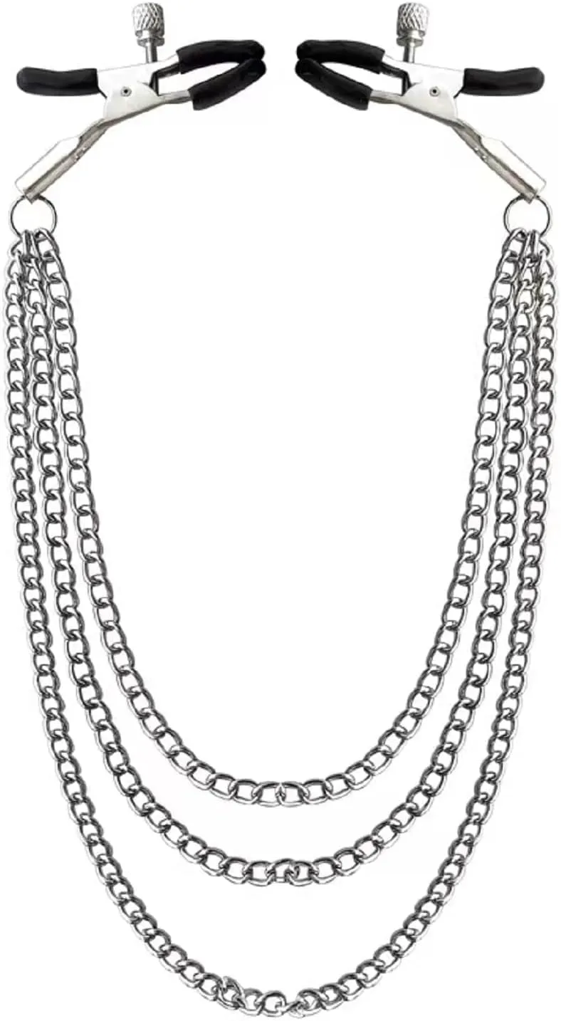 Body Clamps with Chain Necklace Adjustable Pressure Body Chains Necklace Stainless Steel Body Clips Non Piercing Faux Body Jewelry