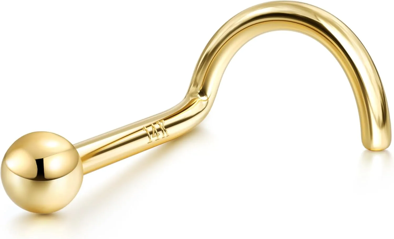 BodyBonita 14K Solid Gold Nose Rings - Twist/Bone Style Nose Stud 18G 20G Screw Shaped CZ Post Hypoallergenic Piercing Jewelry Rings for Women Men 3 mm/2 mm/1.5 mm Cubic Zirconia 7 mm Bar Length