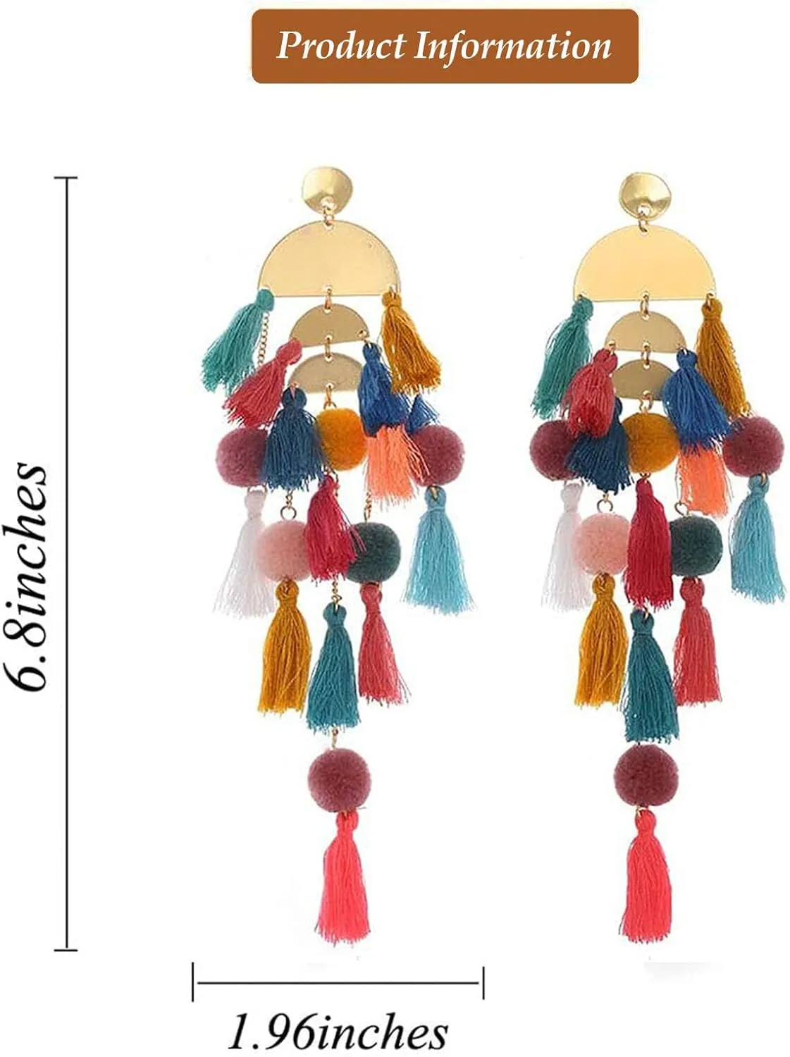 Boho Earrings for Women Long Tassel Dangle Statement Earrings Handmade Bohemian Jewelry Beach Vacation Essentials