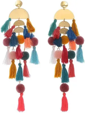 Boho Earrings for Women Long Tassel Dangle Statement Earrings Handmade Bohemian Jewelry Beach Vacation Essentials