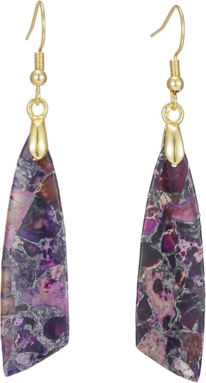 Boho Women Natural Stone Earrings Unique Healing Imperial Jasper Gemstone Energy Hypoallergenic Lightweight Dangle Drop Earrings Multiple Styles Earrings Jewelry for Birthday Party Gift