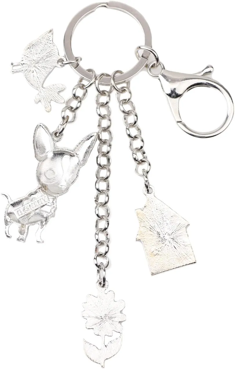 BONSNY Enamel Alloy Chain Chihuahua Dog Key Chains For Women Car Purse Handbag Charms Gifts