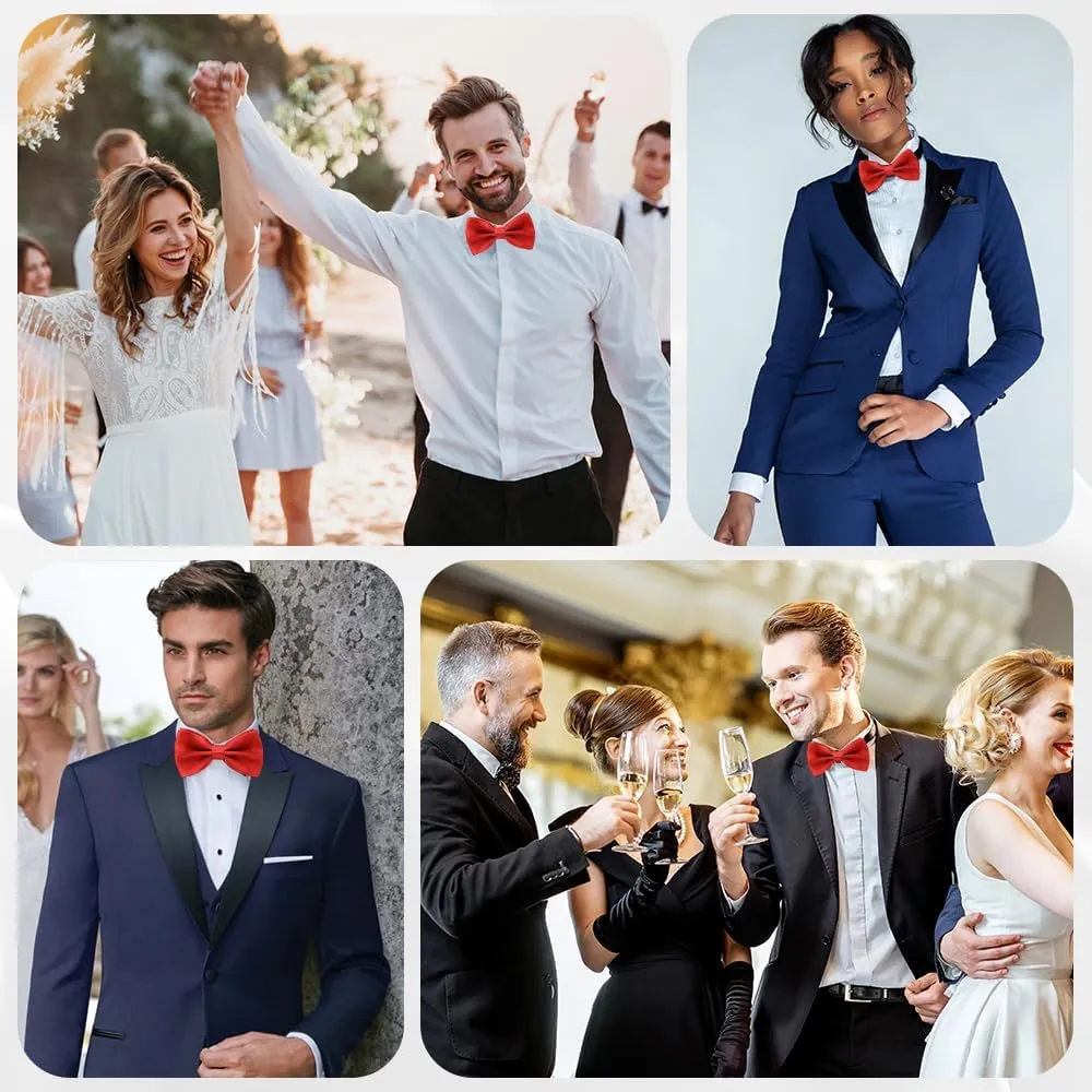 Bow Ties for Men,Pre-Tied Bow Tie Pocket Square and Cufflinks Set with Delicate Box